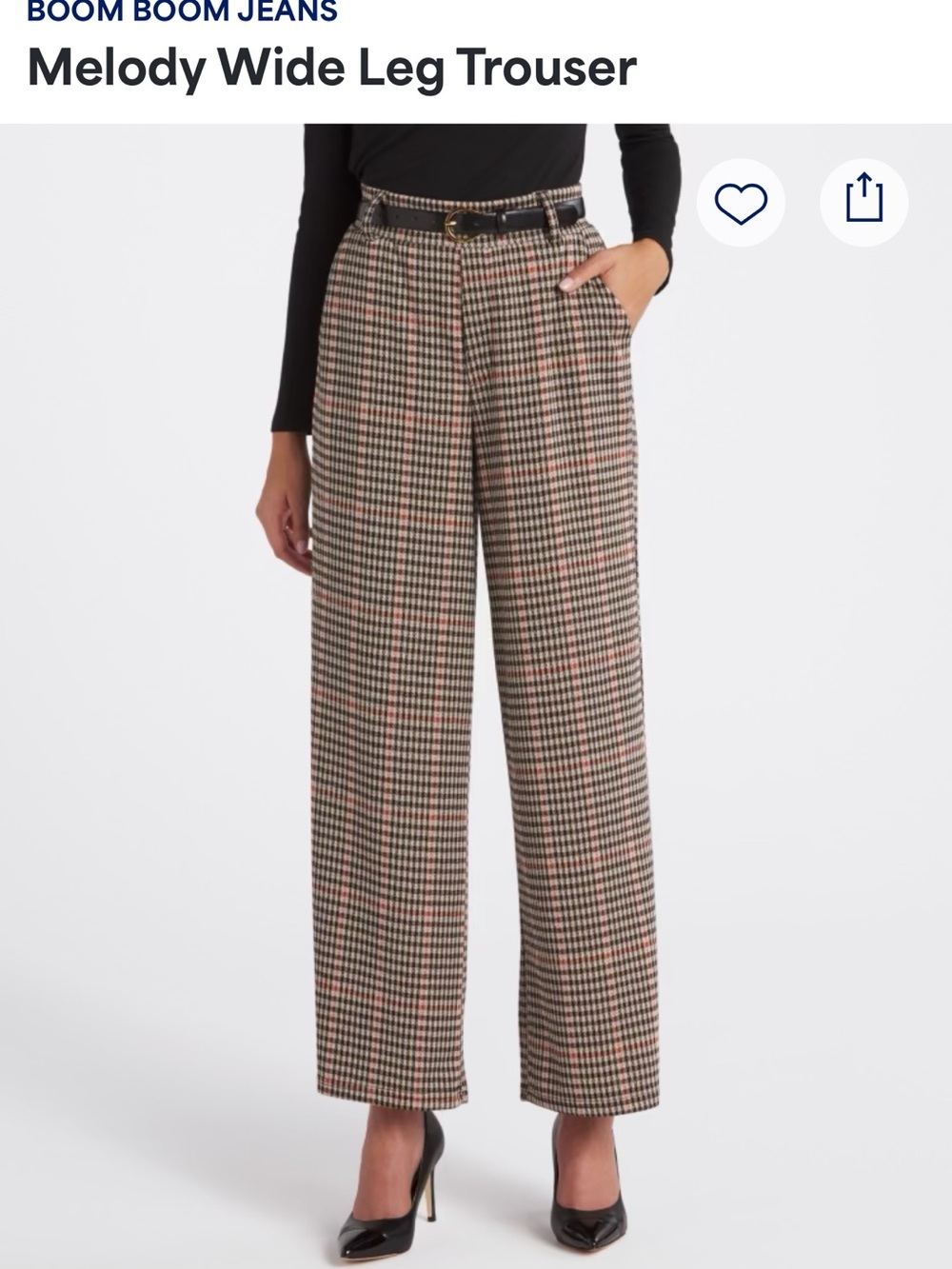 Boom Boom Jeans Wide-Leg Trousers in Brown Houndstooth🍔